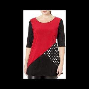 Plus Size 3/4 Sleeve Scoop Neck Tunic-Length Color